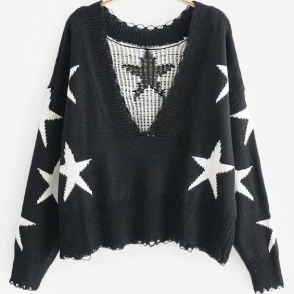 SHEIN Sweaters - Cropped Rib Trim Star Sweater